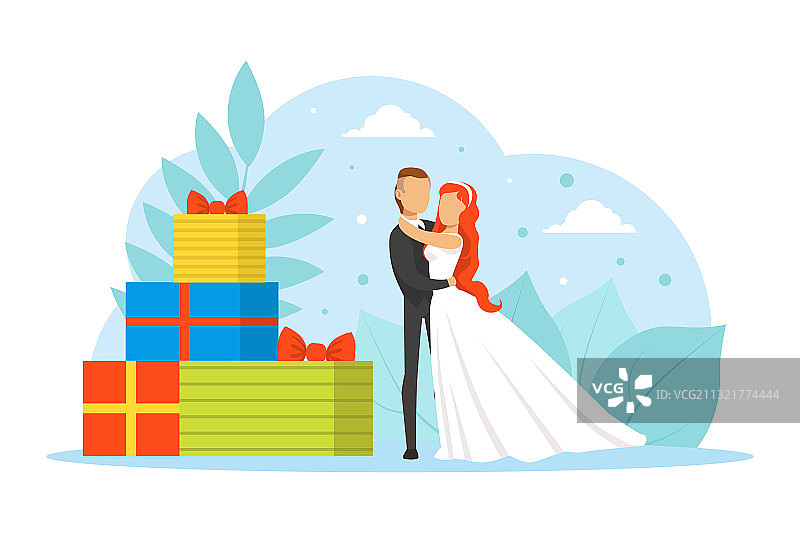 浪漫的新婚夫妇迷你新娘和新郎图片素材