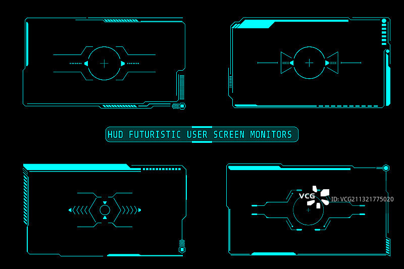 HUD未来主义用户界面屏幕基本元素图片素材