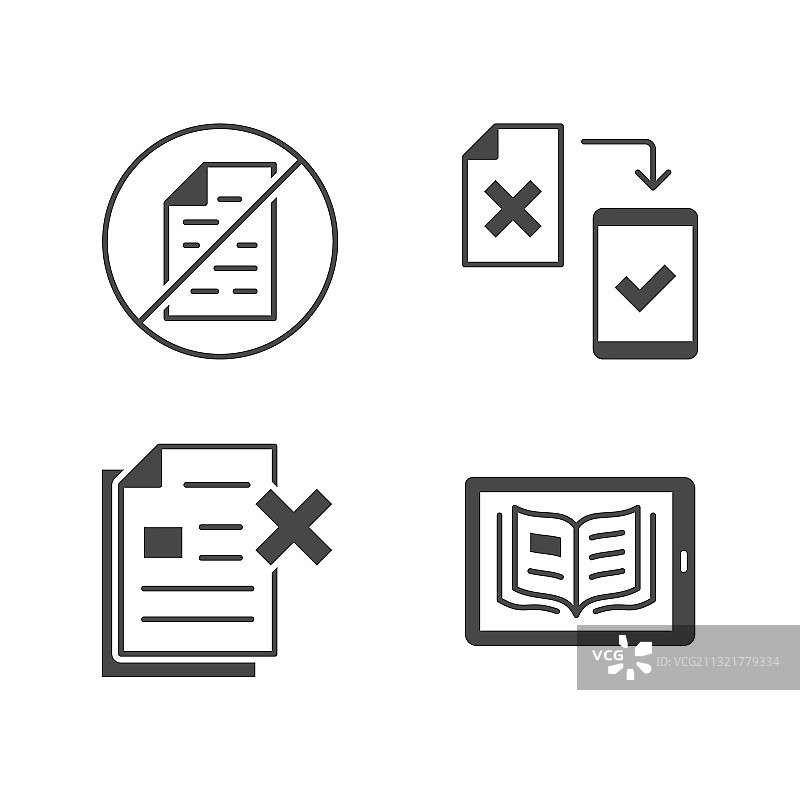 无纸化办公扁平字形图标图片素材