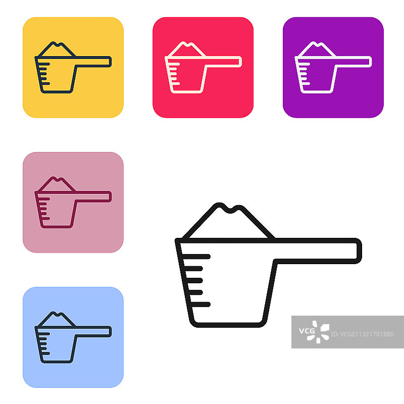 量杯中的黑色线条洗衣粉图标图片素材