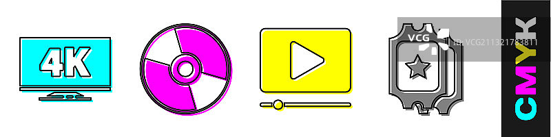 带4K光盘或DVD在线播放功能的电视屏幕套装图片素材