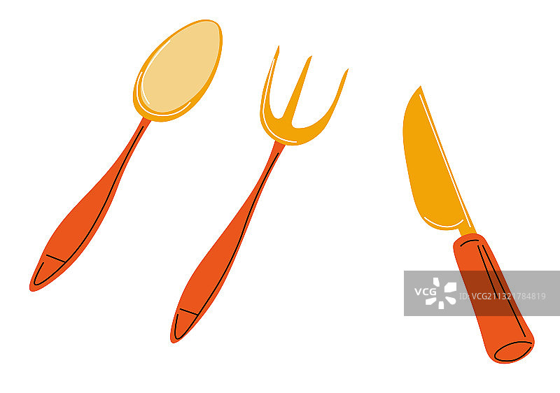 金色餐具刀叉勺图片素材