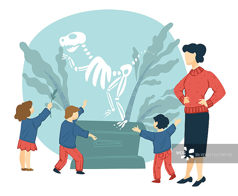 老师和孩子们参观历史博物馆图片素材