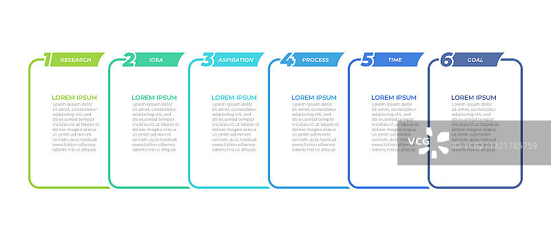 具有6个数字选项的细线条信息图图片素材