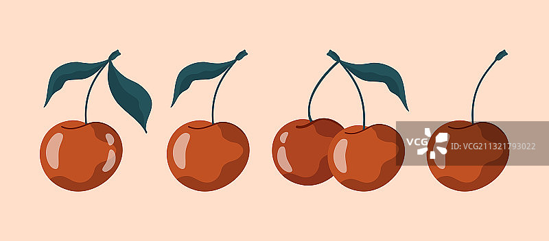 带叶子的成熟樱桃浆果图片素材