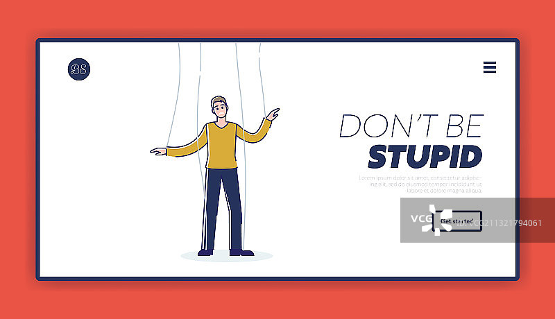 商务操控与人偶着陆页图片素材