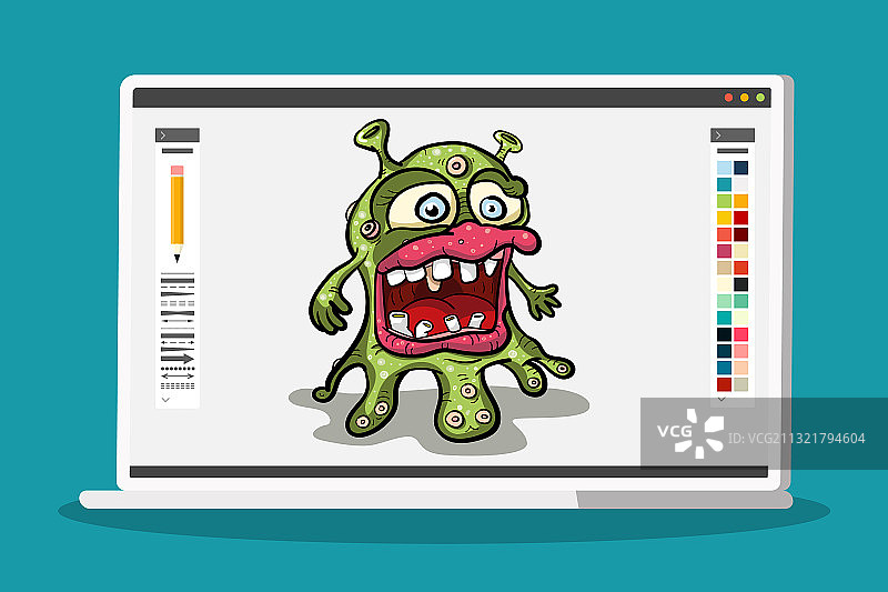 绘图软件上的怪兽或病毒图片素材