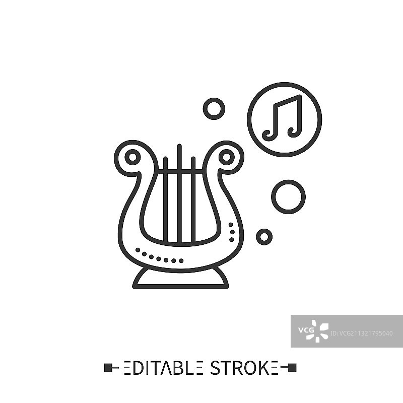 里拉琴线性图标图片素材