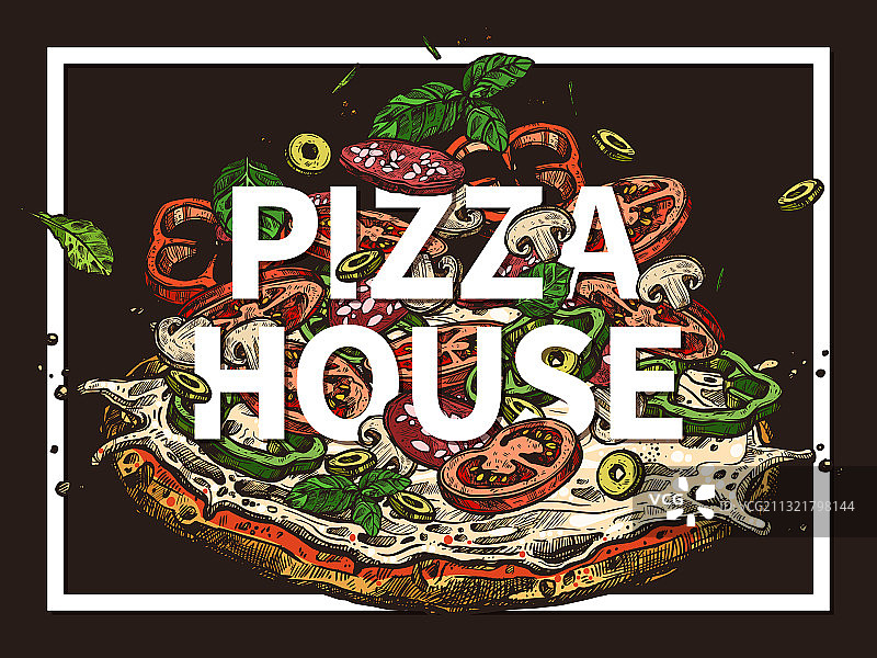 披萨店手绘海报图片素材