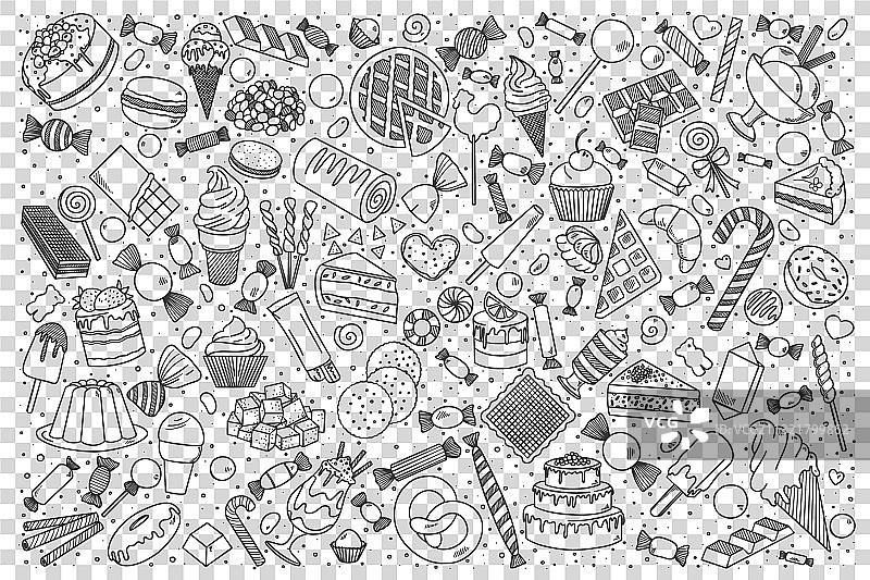 手绘食品甜点涂鸦合集图片素材