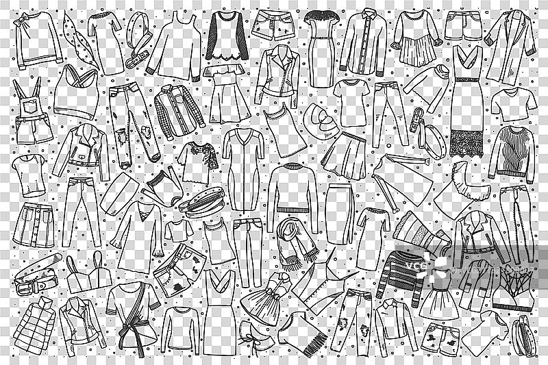 女士服装涂鸦套装图片素材