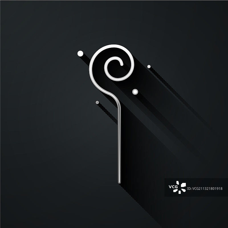 黑色背景上的银色魔法杖图标图片素材