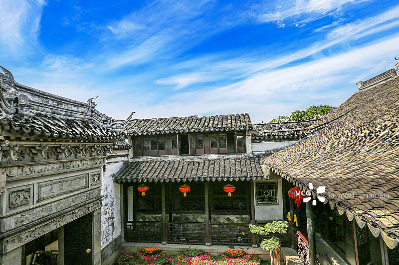 江苏苏州昆山周庄沈厅建筑风光图片素材