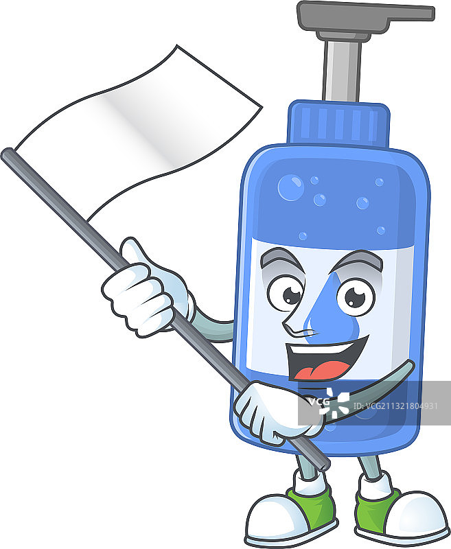 拿着白旗的可爱卡通洗手液图片素材
