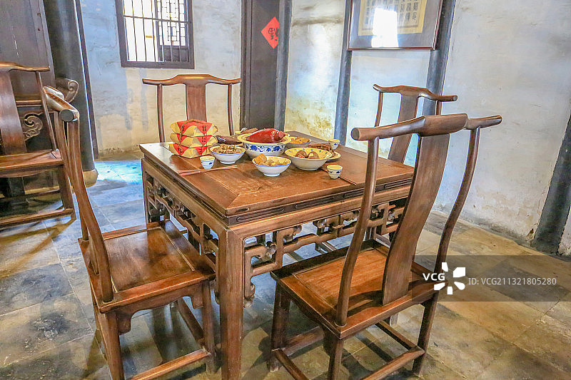 江苏苏州昆山周庄沈厅一角图片素材