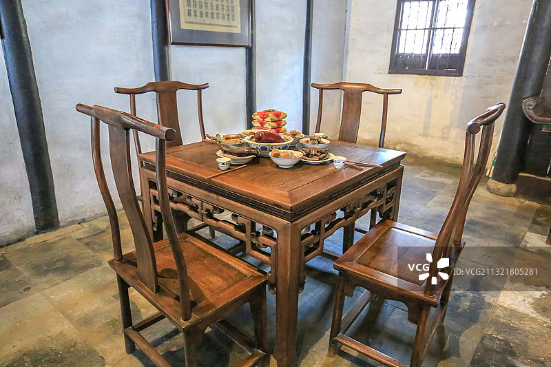 江苏苏州昆山周庄沈厅一角图片素材