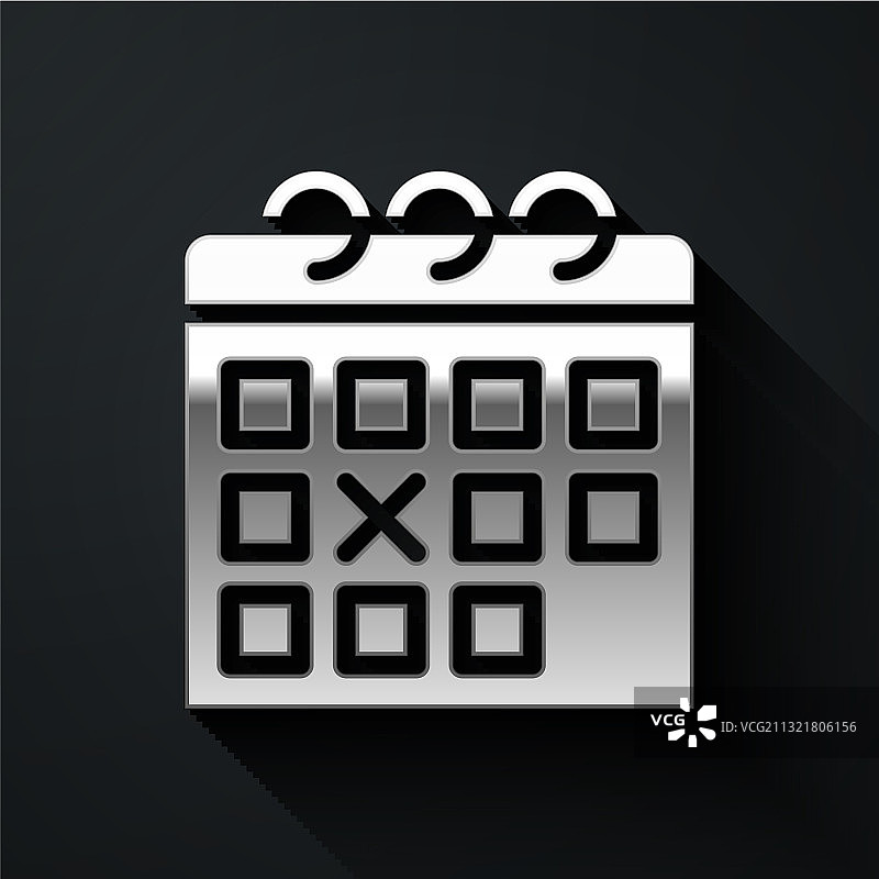 黑色背景上的银色日历健身图标图片素材