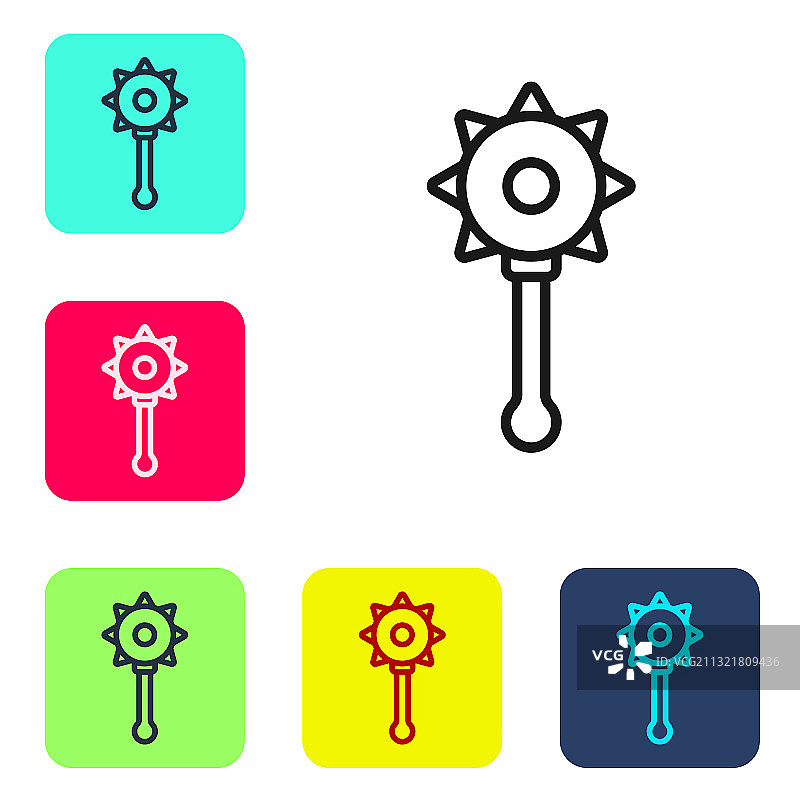 黑色线条中世纪链枷球棒图标图片素材