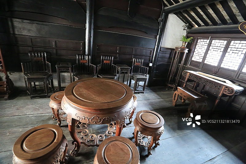 江苏苏州昆山周庄沈厅走马楼琴房图片素材