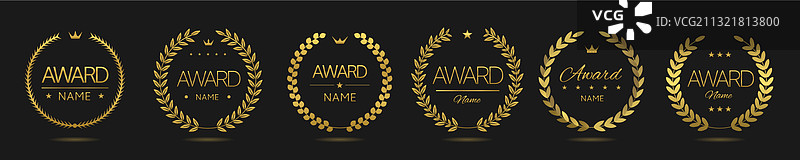 金色奖励图标集图片素材