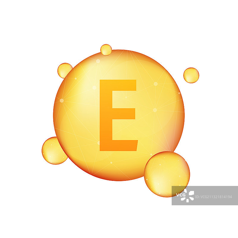 维生素E金色发光图标抗坏血酸图片素材