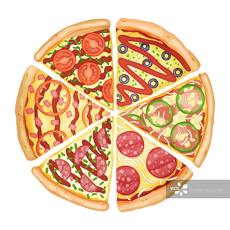 美味披萨广告3D顶部彩色披萨图片素材
