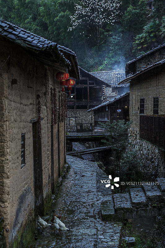 雨后古村风光图片素材
