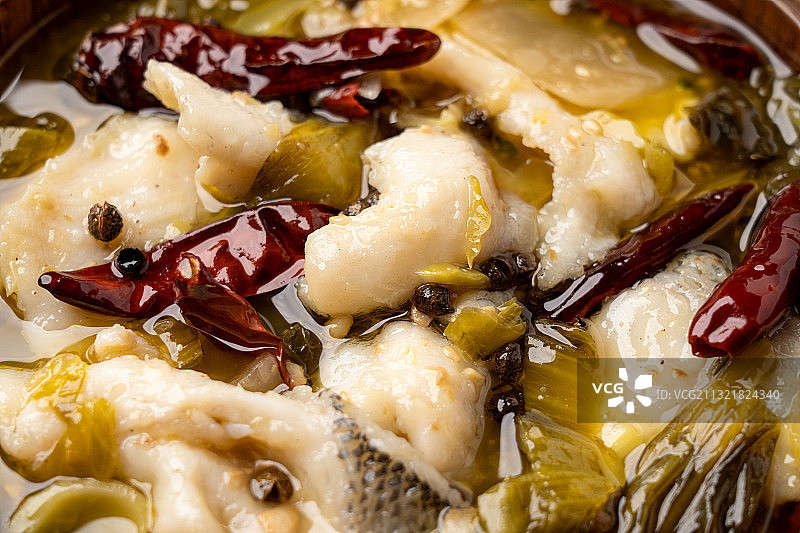 中国经典名菜川菜辣的酸汤鱼酸菜鱼图片素材