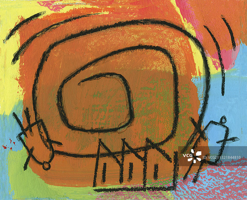 儿童风剪影和螺旋插画图片素材