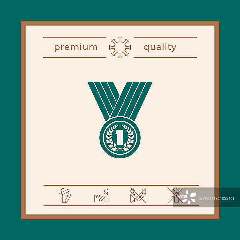 带桂冠的奖章图标图形元素图片素材
