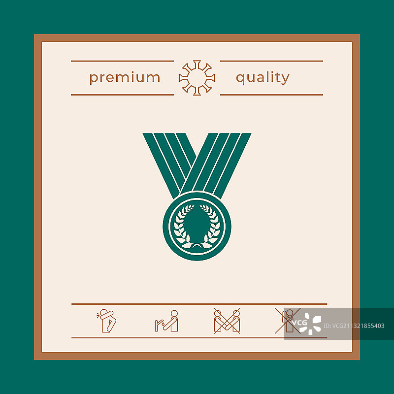 带桂冠的奖章图标图形元素图片素材