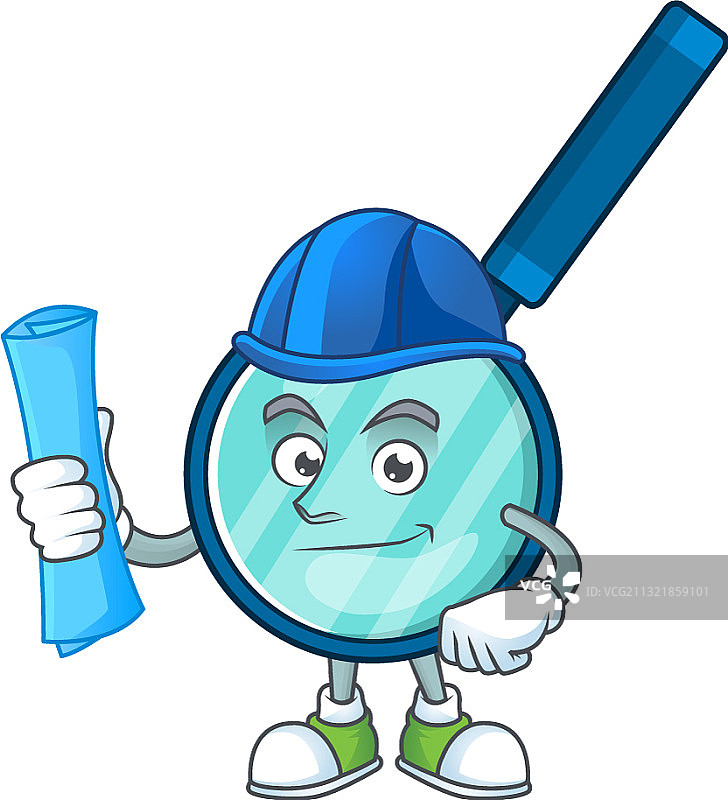 才华横溢的建筑师放大镜卡通设计图片素材