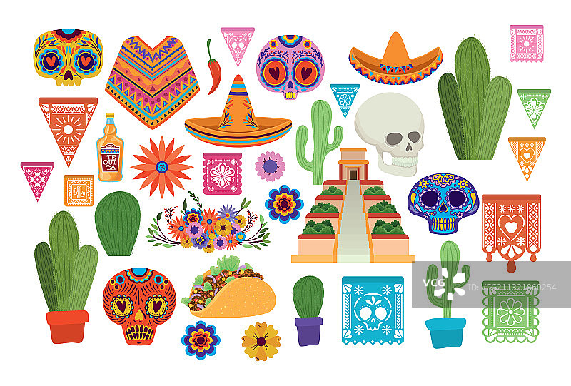 墨西哥图标集设计图片素材