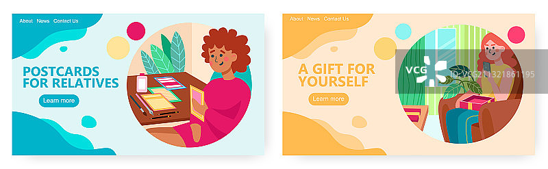 快乐的女人打开装有新手机的礼品盒图片素材