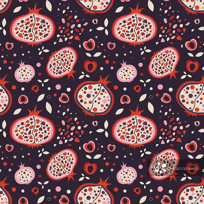 卡通石榴和无花果切片图案图片素材