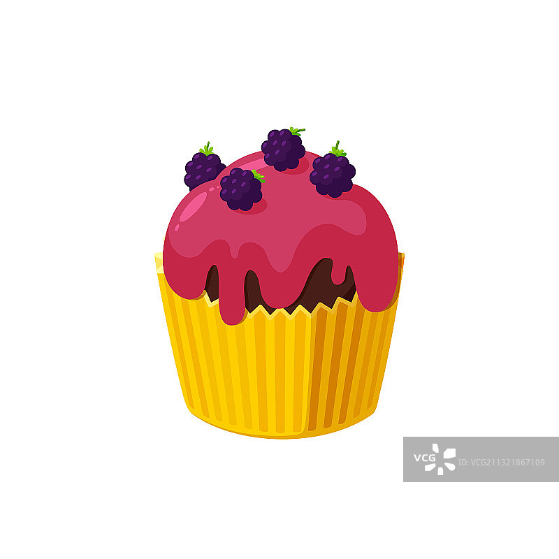 黑莓红糖霜纸杯蛋糕图片素材
