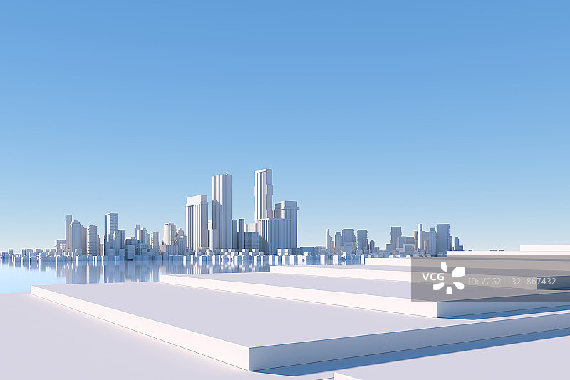 3D现代抽象城市空间背景图片素材