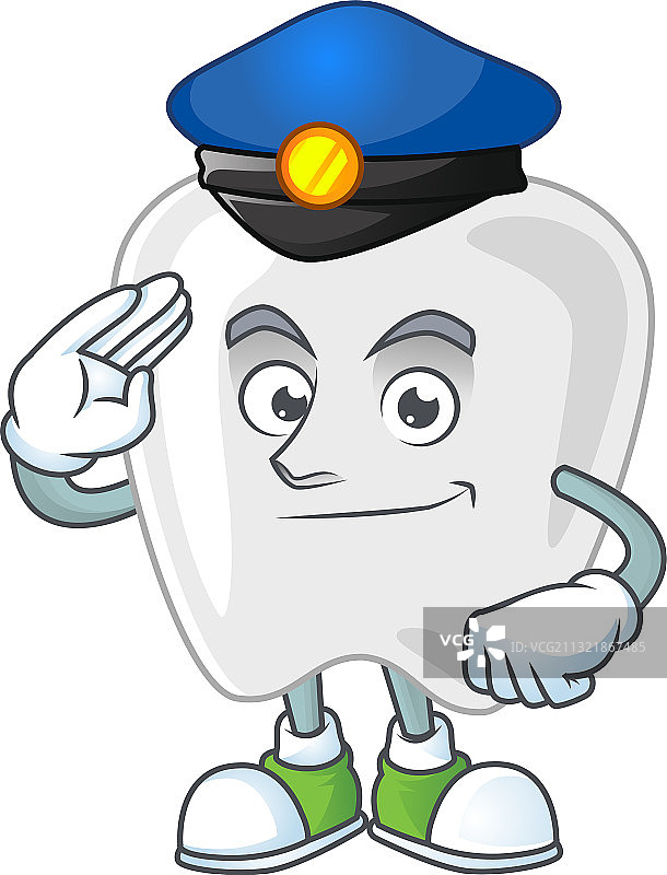 敬业的警官牙齿吉祥物设计图片素材