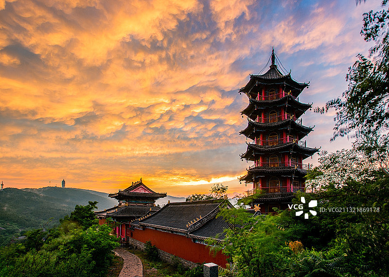 魁星楼晚霞图片素材