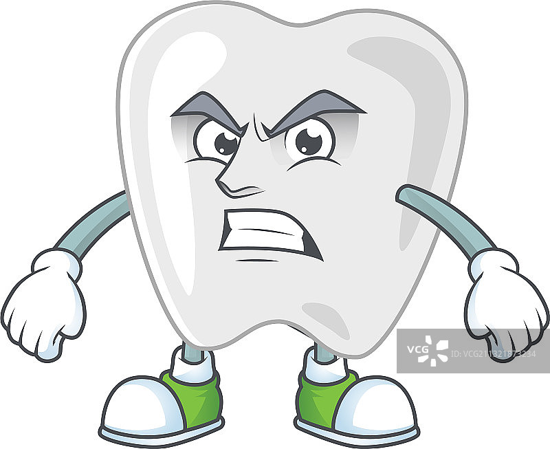 愤怒表情的牙齿吉祥物设计图片素材