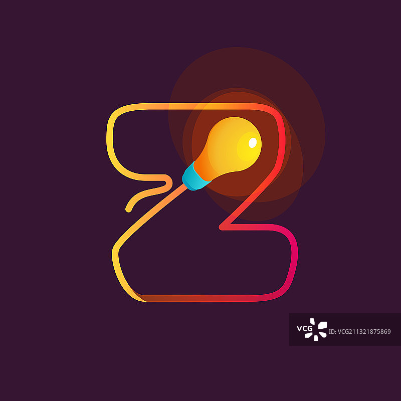 灯泡和电源线Z字母标志图片素材