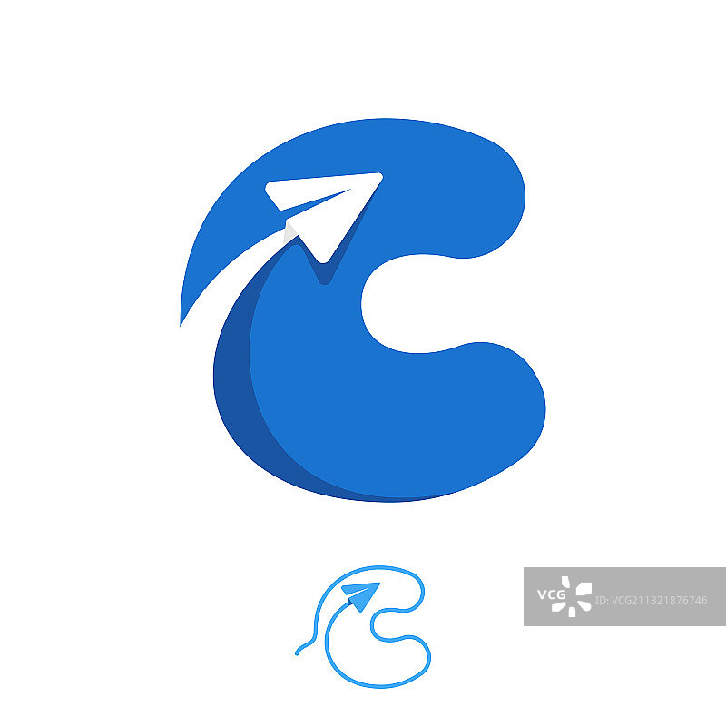 线条和负形构成的字母C logo合集图片素材