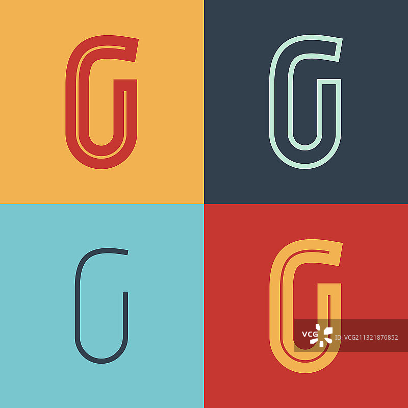 装饰艺术风格的字母G线条标志图片素材