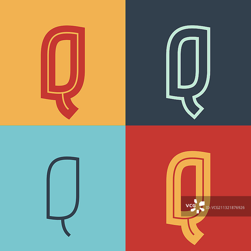 装饰艺术风格字母Q标志图片素材