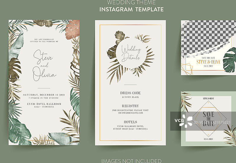 Instagram婚礼邀请卡模板图片素材