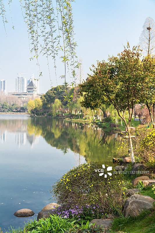 山清水秀春常在，柳绿花红景无边！图片素材
