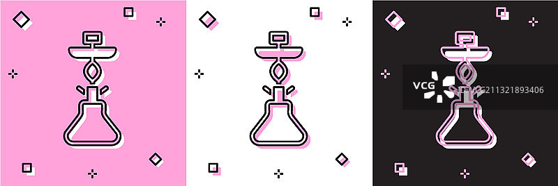 水烟壶图标粉白黑背景隔离套装图片素材