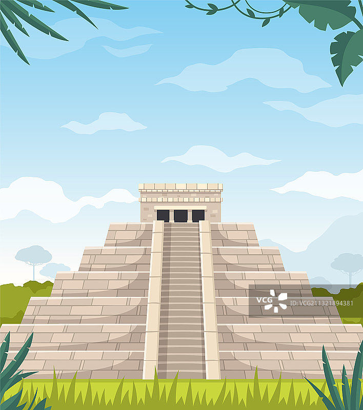 玛雅文明纪念碑卡通图片素材