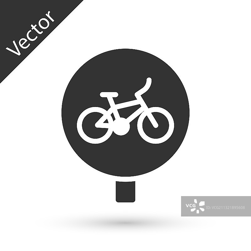 白色背景上的灰色自行车图标图片素材
