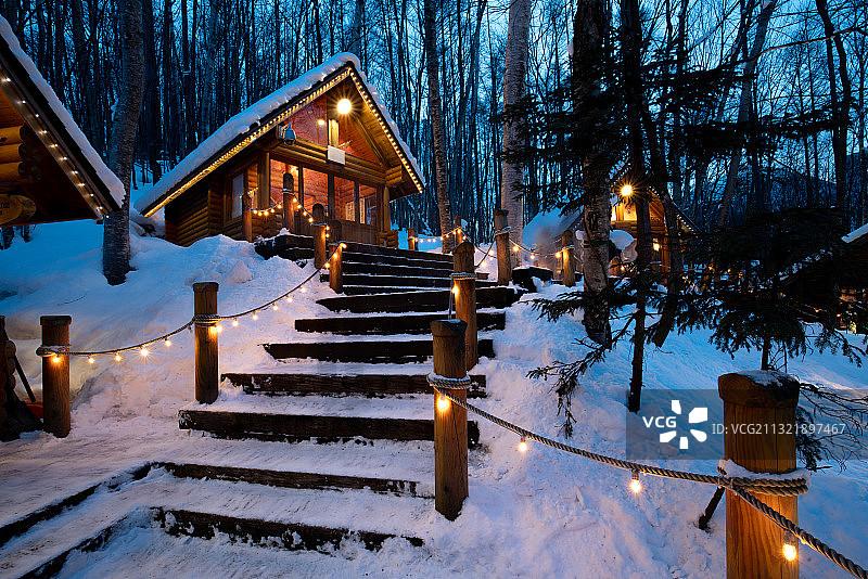 北海道富良野森林木屋图片素材